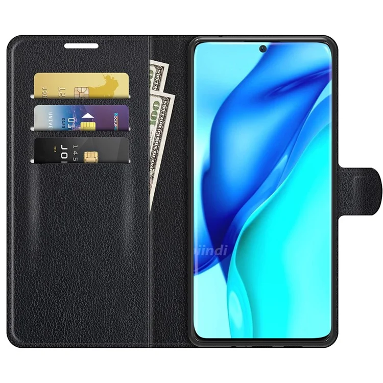 Litchi Skin Leather Wallet Stand Case for Huawei P50 Pro - Black-Cellmalls