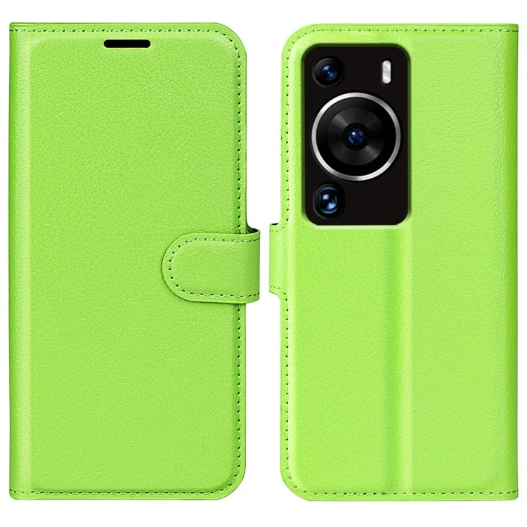 For Huawei P60 Pro Litchi Texture Phone Leather Case Wallet Stand Anti-drop Phone Cover - Black-Cellmalls