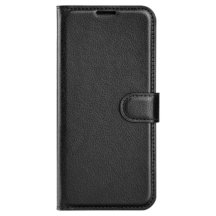 For Huawei P60 Pro Litchi Texture Phone Leather Case Wallet Stand Anti-drop Phone Cover - Black-Cellmalls