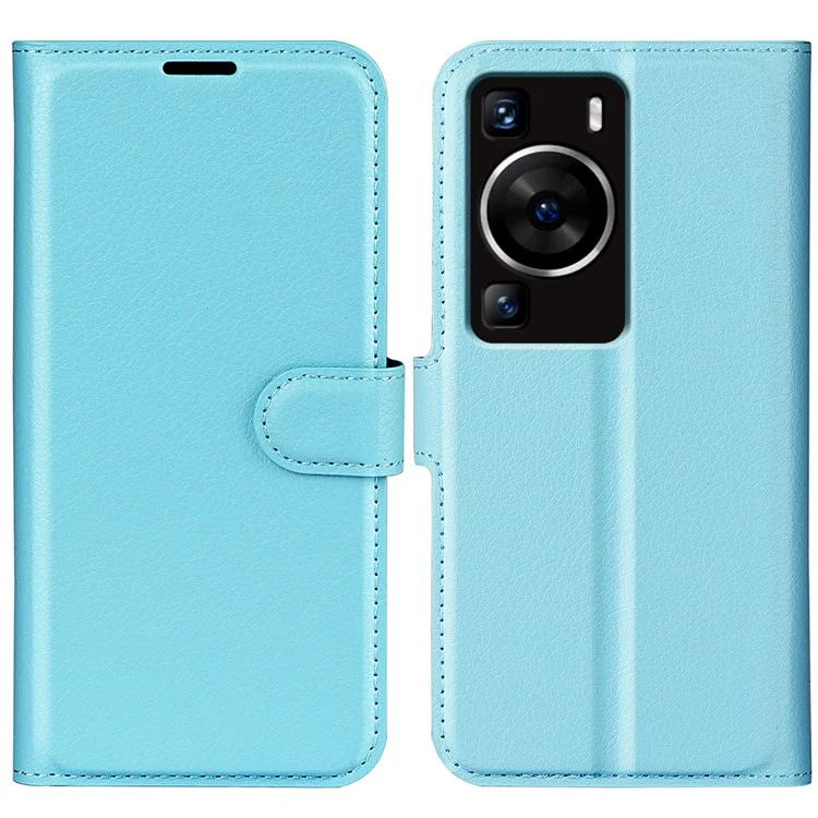 For Huawei P60 PU Leather Phone Stand Case Litchi Texture Wallet Phone Cover - Black-Cellmalls