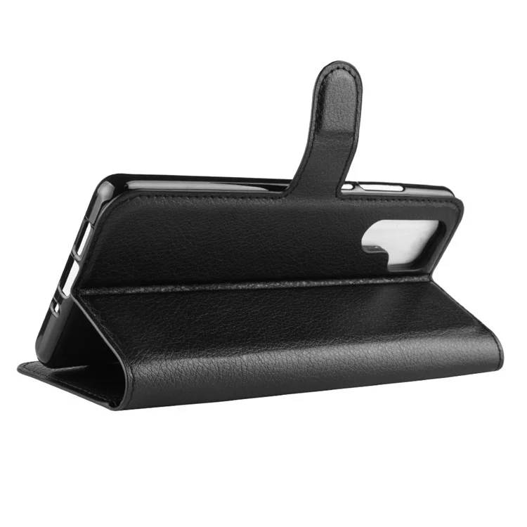 Litchi Texture Wallet Leather Mobile Phone Cover for Huawei P30 Pro Stand Phone Accessory - Black-Cellmalls