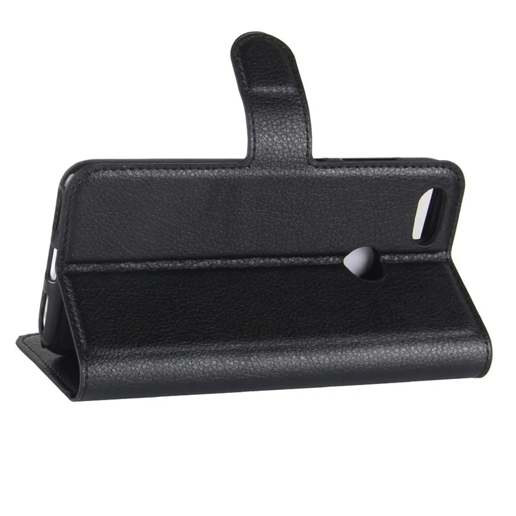 Litchi Texture Leather Wallet Stand Phone Case for Huawei P9 Lite mini / Y6 Pro (2017) / Enjoy 7 - Black-Cellmalls