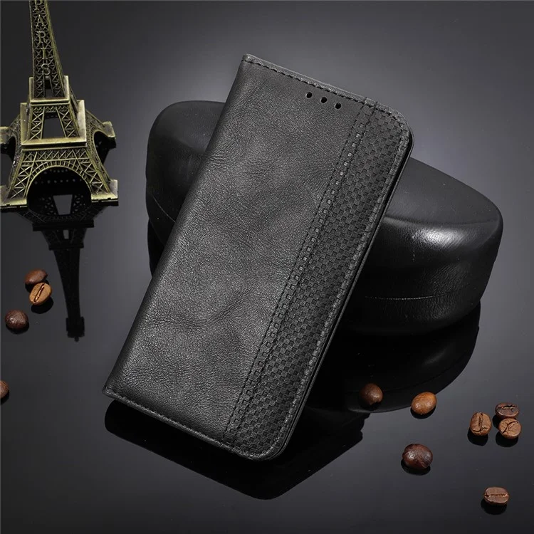 Retro Textured Surface Phone Leather Case Shockproof Wallet Stand Cover for Huawei nova 9 - Black-Cellmalls