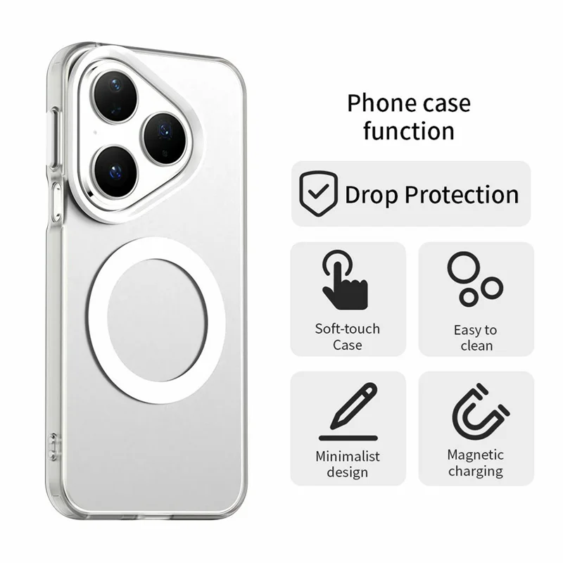 For Huawei Pura 80 Case Compatible with MagSafe Anti Drop Hybrid Phone Back Cover - White-Cellmalls