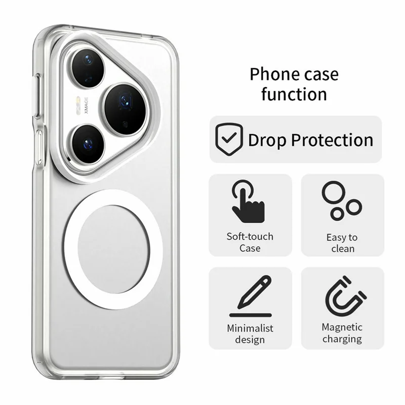 For Huawei Pura 80 Pro Case Compatible with MagSafe Anti Drop Hybrid Phone Back Cover - White-Cellmalls