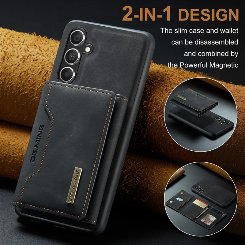 DG.MING M2 Series for Samsung Galaxy S25+ Case PU+PC+TPU Phone Cover Detachable Wallet - Black-Cellmalls