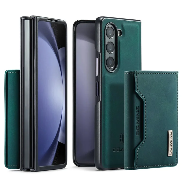 DG.MING M2 Series Kickstand Wallet Case for Samsung Galaxy Z Fold5 5G , PU Leather+PC Detachable Magnetic Phone Cover - Black-Cellmalls