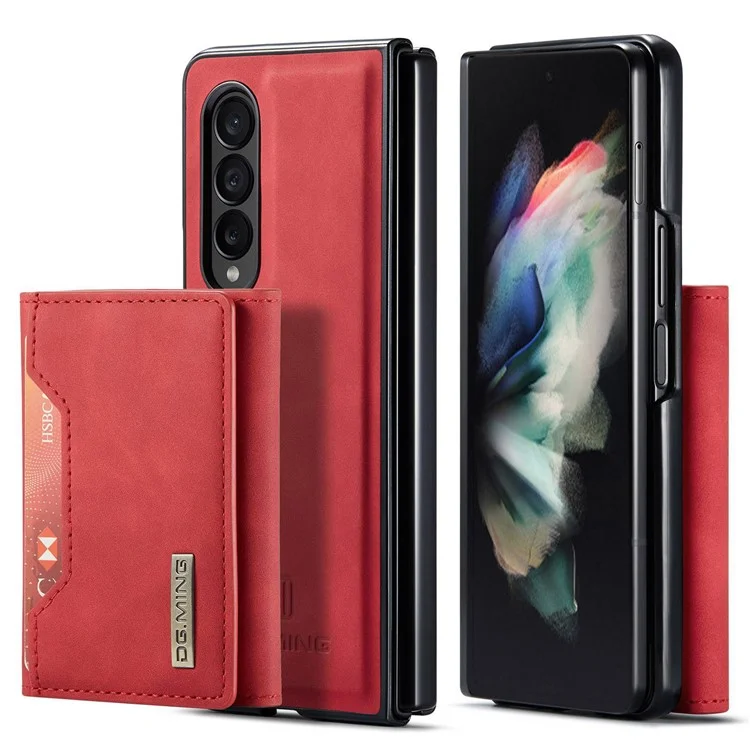 DG.MING M2 Series Phone Case for Samsung Galaxy Z Fold3 5G Shockproof Case Magnetic Absorption Detachable Wallet Phone Case Kickstand Protective Cover - Black-Cellmalls