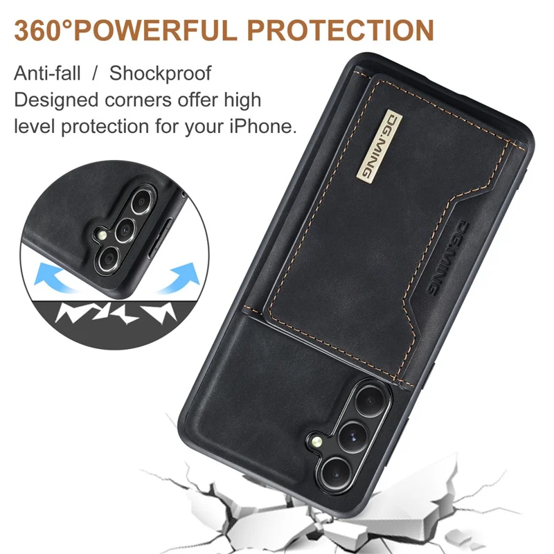 DG.MING M2 Series for Samsung Galaxy A56 5G Case PU + PC + TPU Phone Cover Detachable Wallet - Black-Cellmalls