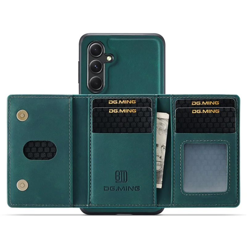 DG.MING M2 Series for Samsung Galaxy A55 5G Magnetic Phone Case Detachable Wallet Cover - Green-Cellmalls