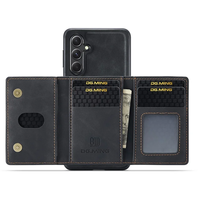 DG.MING M2 Series for Samsung Galaxy A56 5G Case PU + PC + TPU Phone Cover Detachable Wallet - Black-Cellmalls