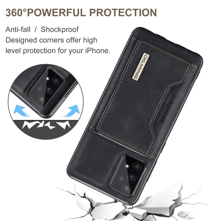 DG.MING M2 Series Detachable 2-in-1 Wallet Phone Case Shockproof Phone Protective Cover for Samsung Galaxy A53 5G - Black-Cellmalls
