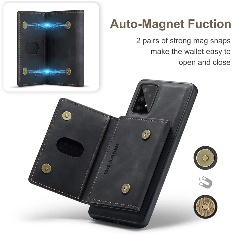 DG.MING M2 Series Detachable 2-in-1 Wallet Phone Case Shockproof Phone Protective Cover for Samsung Galaxy A53 5G - Black-Cellmalls