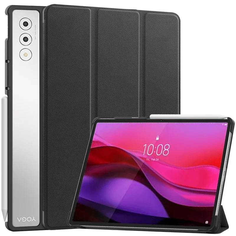 For Lenovo Yoga Tab Plus Case Anti-Drop Leather Stand Tablet Cover - Black-Cellmalls