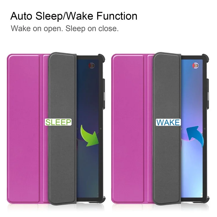 For Lenovo Tab P11 Pro Gen 2 Tri-fold Stand PU Leather Tablet Case Auto Wake / Sleep Function Drop-proof Cover - Purple-Cellmalls