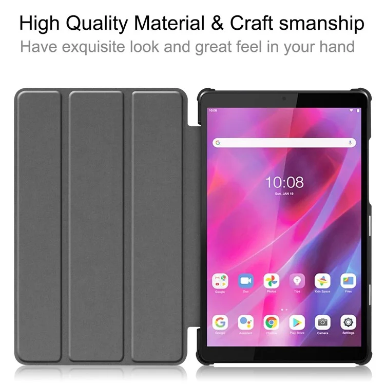 Stable Tri-fold Stand Stand Leather Tablet Covering Protection Case for Lenovo Tab M8 TB-8505X - Black-Cellmalls