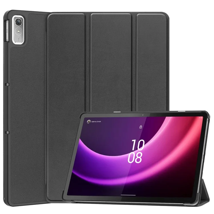 For Lenovo Tab P11 Gen 2 PU Leather Tri-fold Stand Tablet Shockproof Case Auto Wake / Sleep Full Protection Cover - Black-Cellmalls