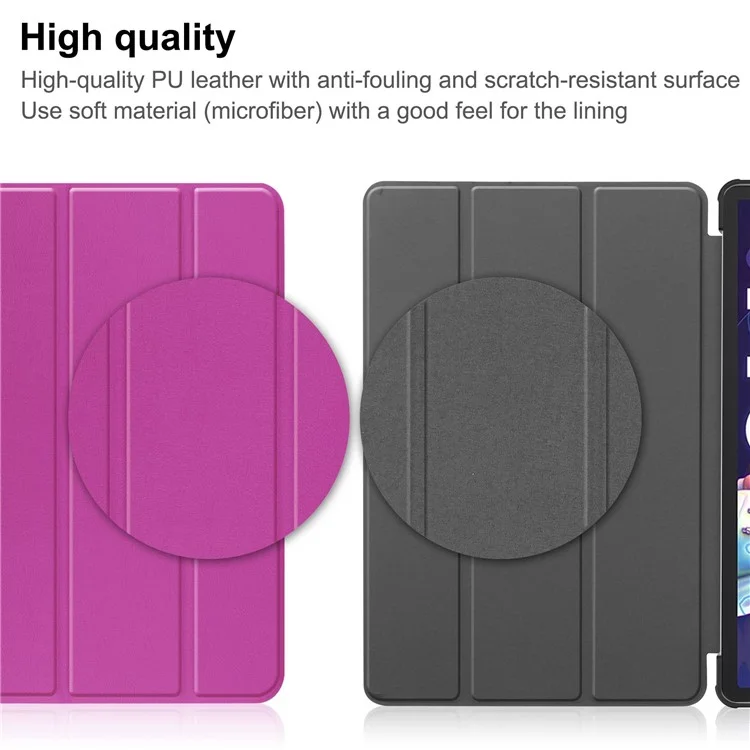 For Lenovo Tab P11 Pro Gen 2 Tri-fold Stand PU Leather Tablet Case Auto Wake / Sleep Function Drop-proof Cover - Purple-Cellmalls