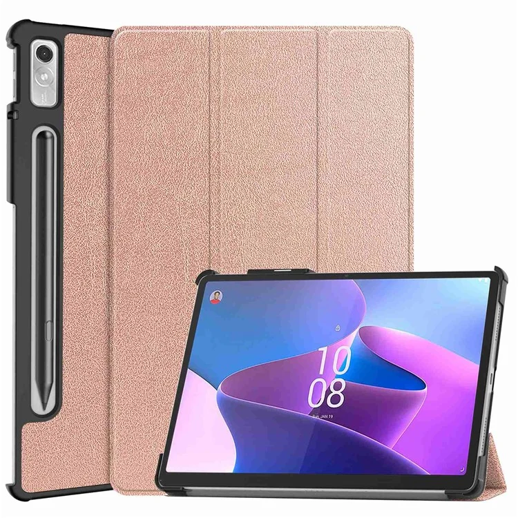 For Lenovo Tab P11 Pro Gen 2 Tri-fold Stand PU Leather Tablet Case Auto Wake / Sleep Function Drop-proof Cover - Purple-Cellmalls