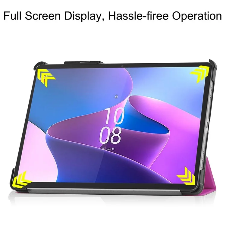 For Lenovo Tab P11 Pro Gen 2 Tri-fold Stand PU Leather Tablet Case Auto Wake / Sleep Function Drop-proof Cover - Purple-Cellmalls