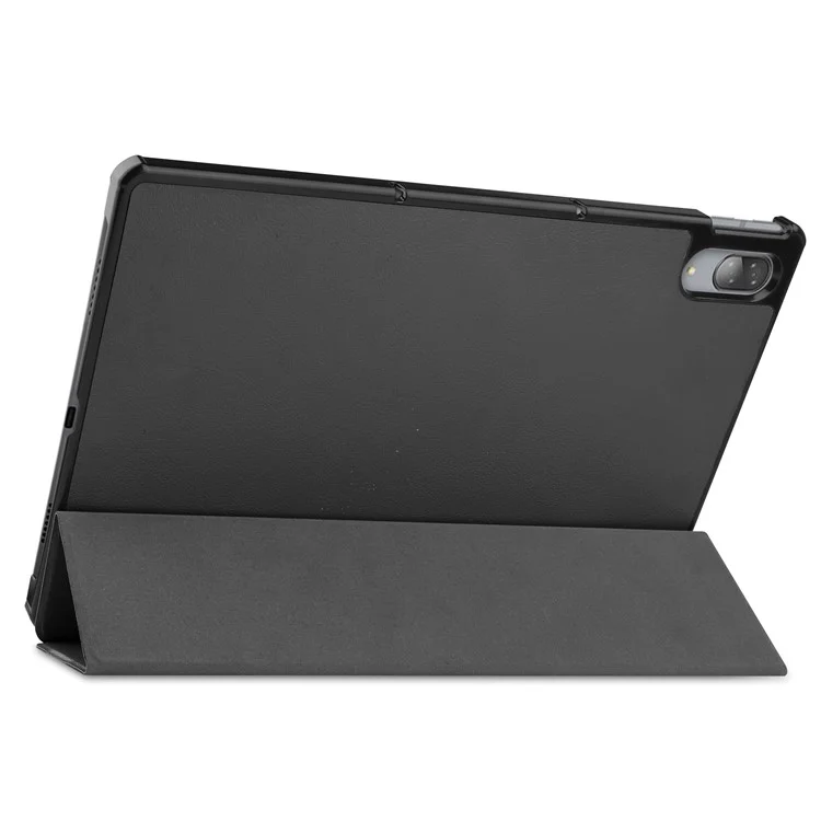 Stable Tri-fold Stand Leather Stand Tablet Case for Lenovo Tab P11 Pro TB-J706F - Black-Cellmalls