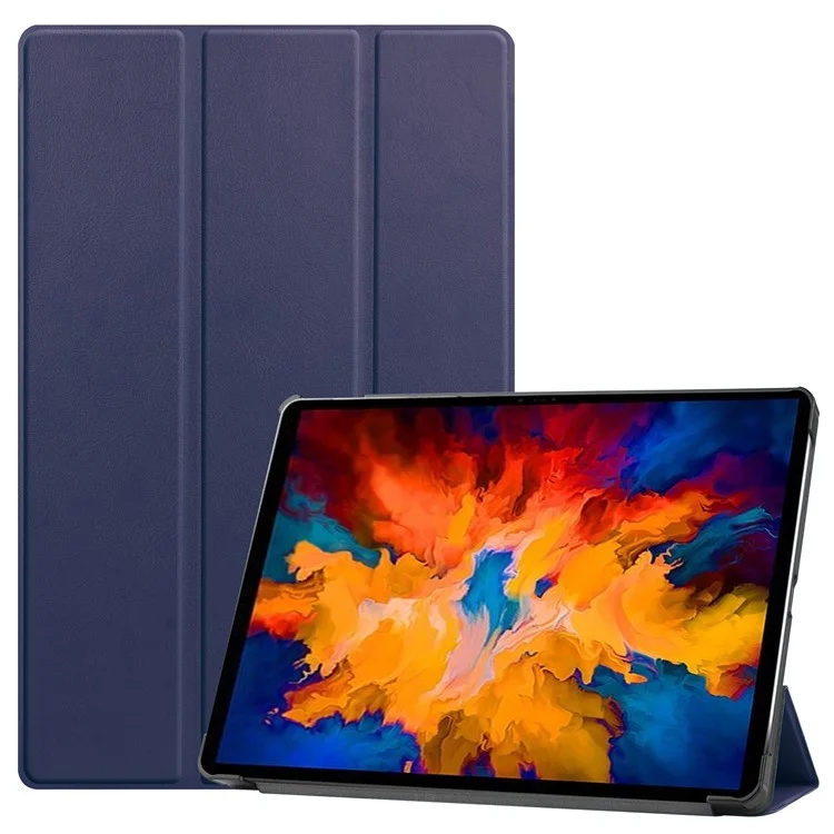 Stable Tri-fold Stand Leather Stand Tablet Case for Lenovo Tab P11 Pro TB-J706F - Black-Cellmalls