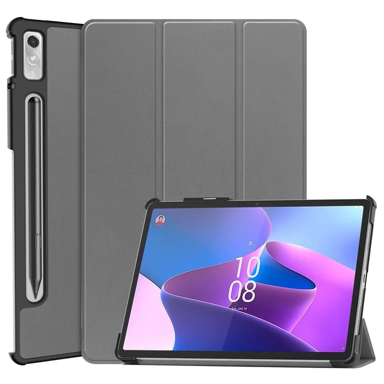 For Lenovo Tab P11 Pro Gen 2 Tri-fold Stand PU Leather Tablet Case Auto Wake / Sleep Function Drop-proof Cover - Purple-Cellmalls