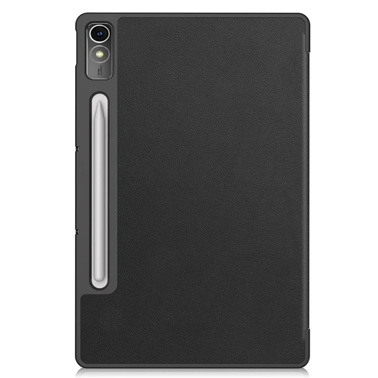For Lenovo Tab P12 PU Leather Case Tri-Fold Stand Full Protection Tablet Cover - Black-Cellmalls