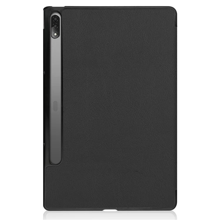 Trifold Stand Tablet Cover for Lenovo Tab P12 Pro, PU Leather + PC Protective Auto Wake/Sleep Smart Case - Black-Cellmalls