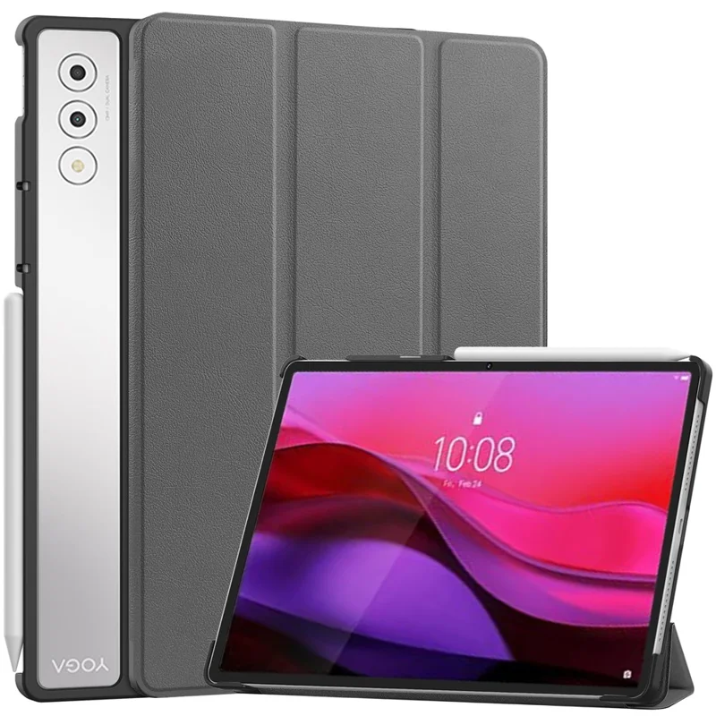 For Lenovo Yoga Tab Plus Case Anti-Drop Leather Stand Tablet Cover - Black-Cellmalls