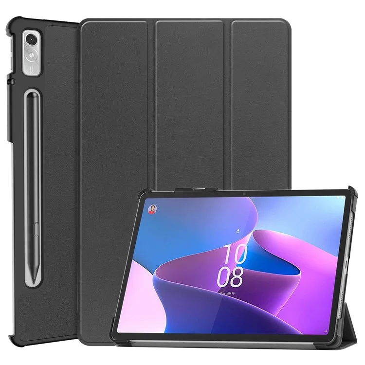 For Lenovo Tab P11 Pro Gen 2 Tri-fold Stand PU Leather Tablet Case Auto Wake / Sleep Function Drop-proof Cover - Purple-Cellmalls