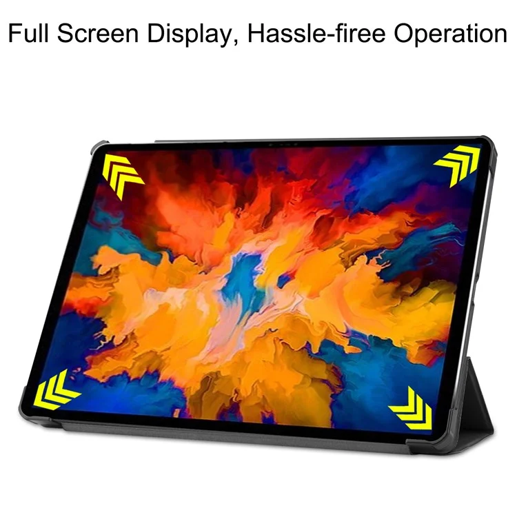 Stable Tri-fold Stand Leather Stand Tablet Case for Lenovo Tab P11 Pro TB-J706F - Black-Cellmalls