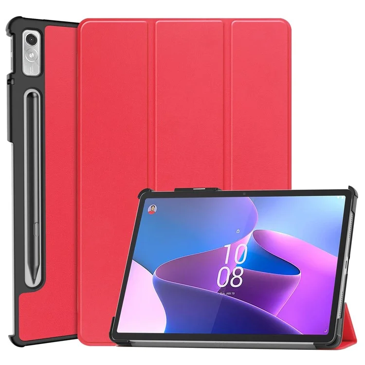 For Lenovo Tab P11 Pro Gen 2 Tri-fold Stand PU Leather Tablet Case Auto Wake / Sleep Function Drop-proof Cover - Purple-Cellmalls