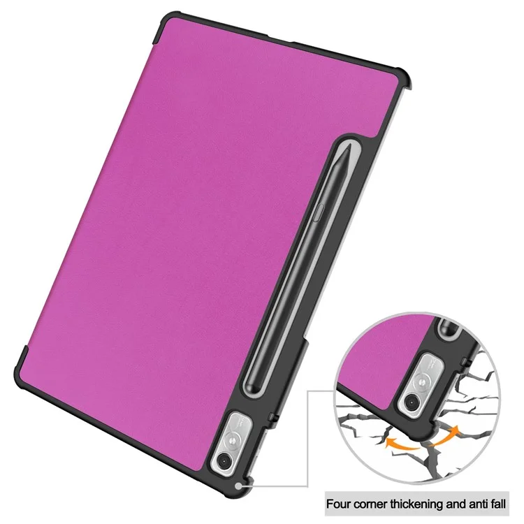 For Lenovo Tab P11 Pro Gen 2 Tri-fold Stand PU Leather Tablet Case Auto Wake / Sleep Function Drop-proof Cover - Purple-Cellmalls