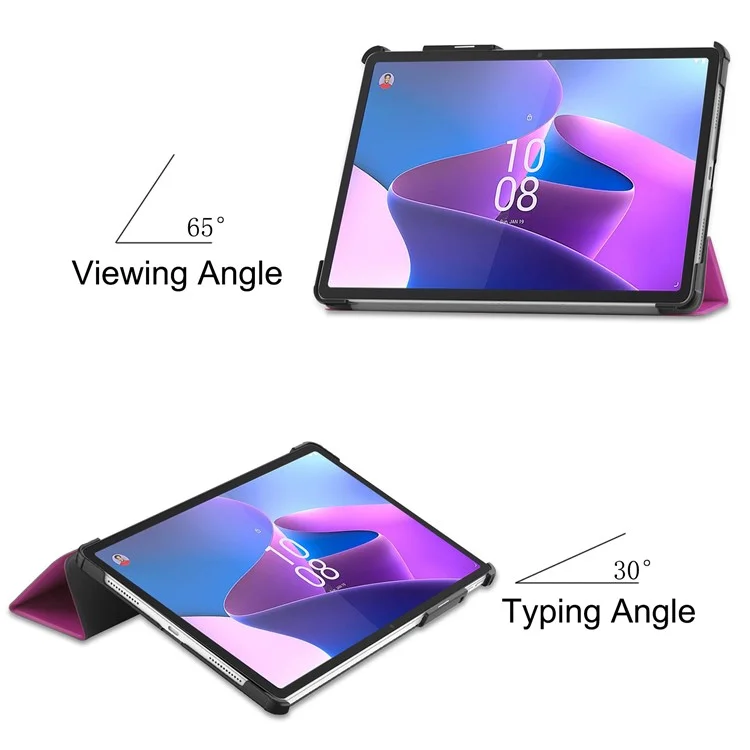 For Lenovo Tab P11 Pro Gen 2 Tri-fold Stand PU Leather Tablet Case Auto Wake / Sleep Function Drop-proof Cover - Purple-Cellmalls