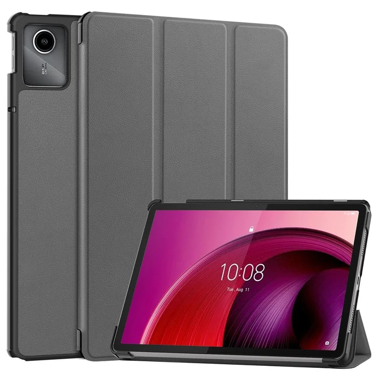 For Lenovo Tab M11 / Xiaoxin Pad 11 2024 Case Tri-Fold Stand PU Leather+PC Tablet Cover - Black-Cellmalls
