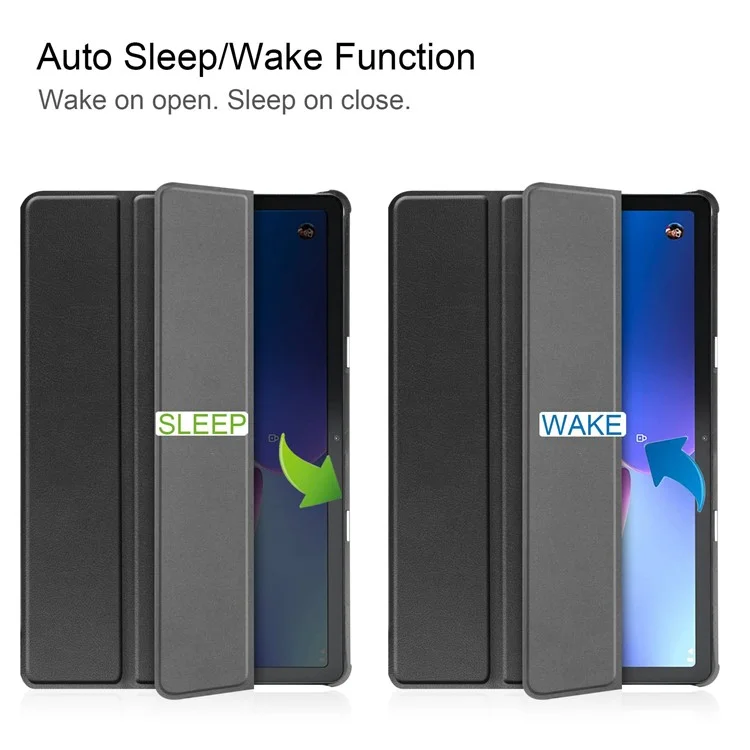 For Lenovo Tab M10 (Gen 3) TB-328FU / TB-328XU PU Leather Trifold Stand Cover Auto Sleep / Wake Case - Black-Cellmalls