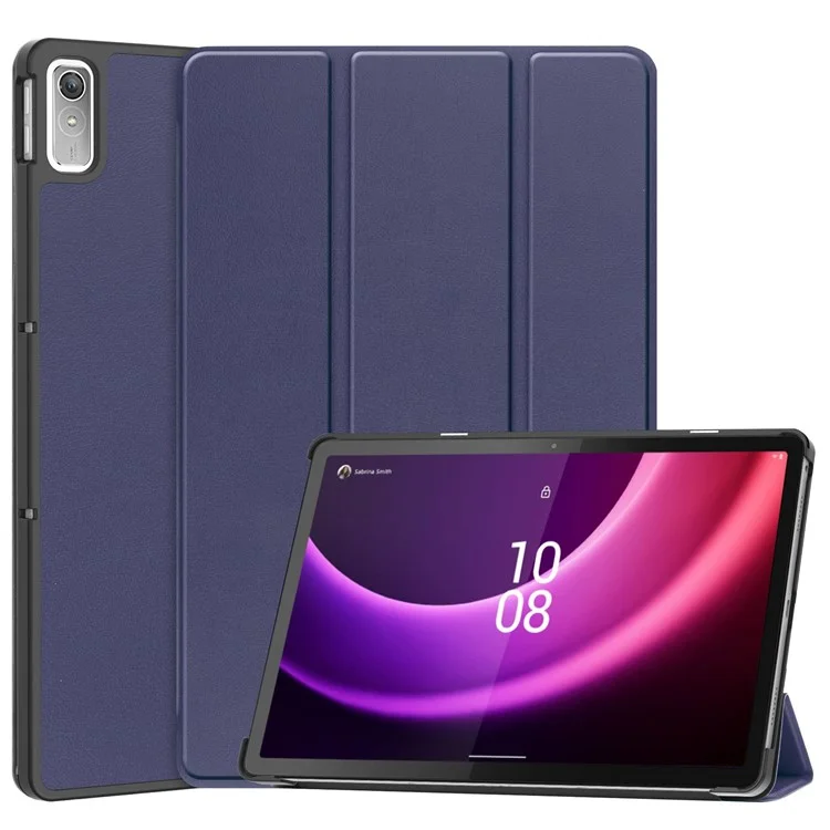 For Lenovo Tab P11 Gen 2 PU Leather Tri-fold Stand Tablet Shockproof Case Auto Wake / Sleep Full Protection Cover - Black-Cellmalls