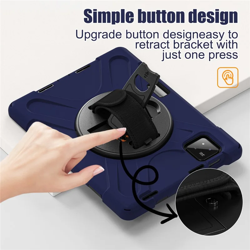 For Xiaomi Pad 7 Kickstand Case TPU PC Silicone Tablet Cover with Shoulder Strap - Navy Blue-Cellmalls