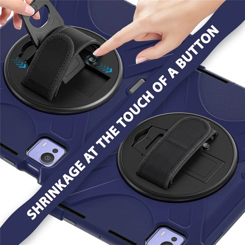 For Xiaomi Pad 7 Ultra Kickstand Case TPU PC Silicone Tablet Cover with Shoulder Strap - Navy Blue-Cellmalls