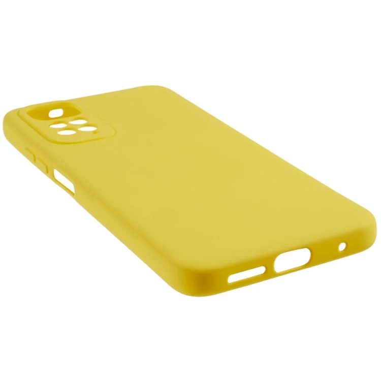 For Xiaomi Redmi Note 11S 4G Liquid Silicone Texture Feeling Phone Anti-drop Cover 2.0mm Thick Arc Edge TPU Case - Yellow-Cellmalls