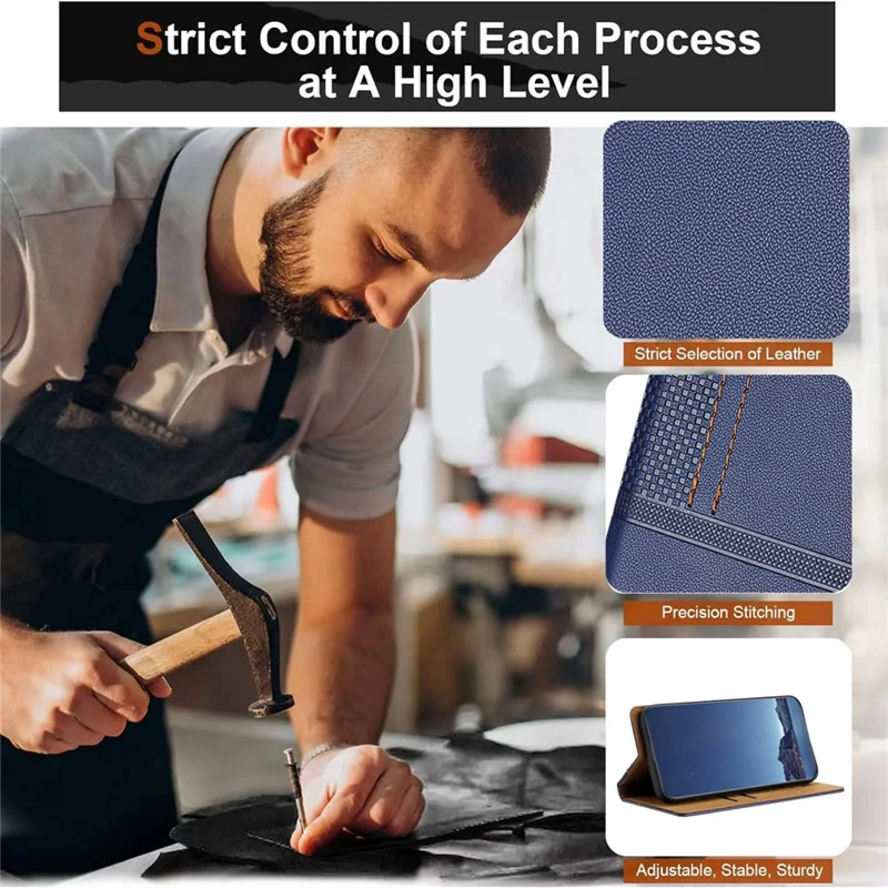 For Xiaomi 15 Ultra Case L-Shaped Grid Pattern Leather Stand Phone Cover with Card Slots - Blue-Cellmalls