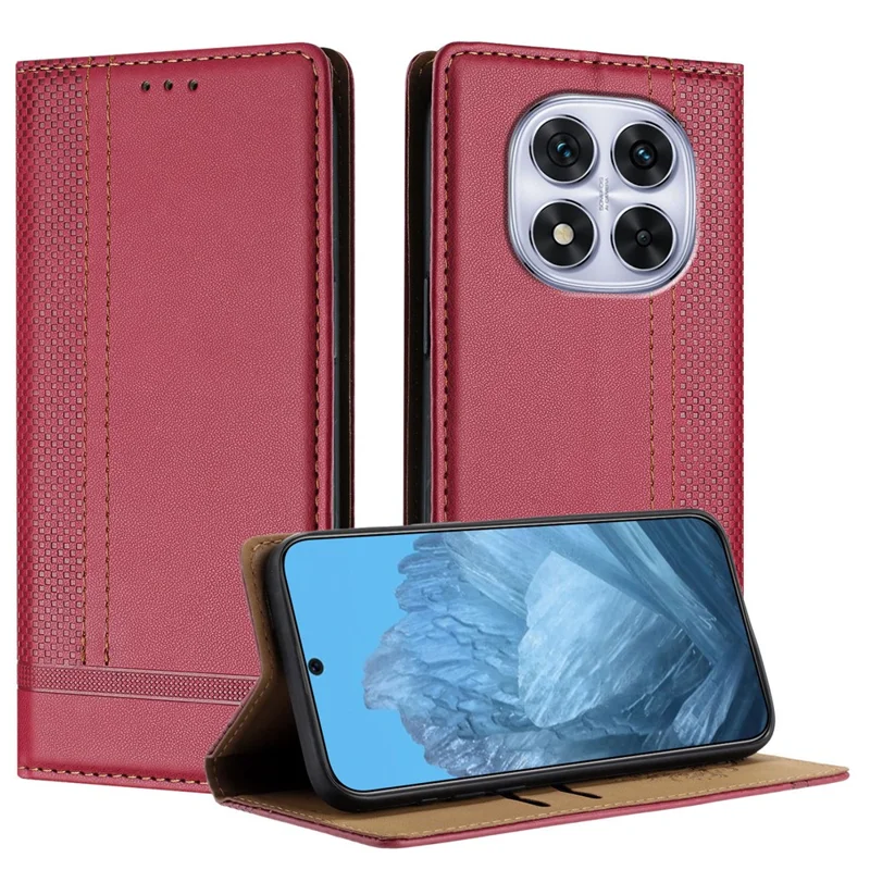 For Xiaomi Redmi Note 14 Pro 5G Case L-Shaped Grid Pattern Leather Stand Phone Cover with Card Slots - Blue-Cellmalls