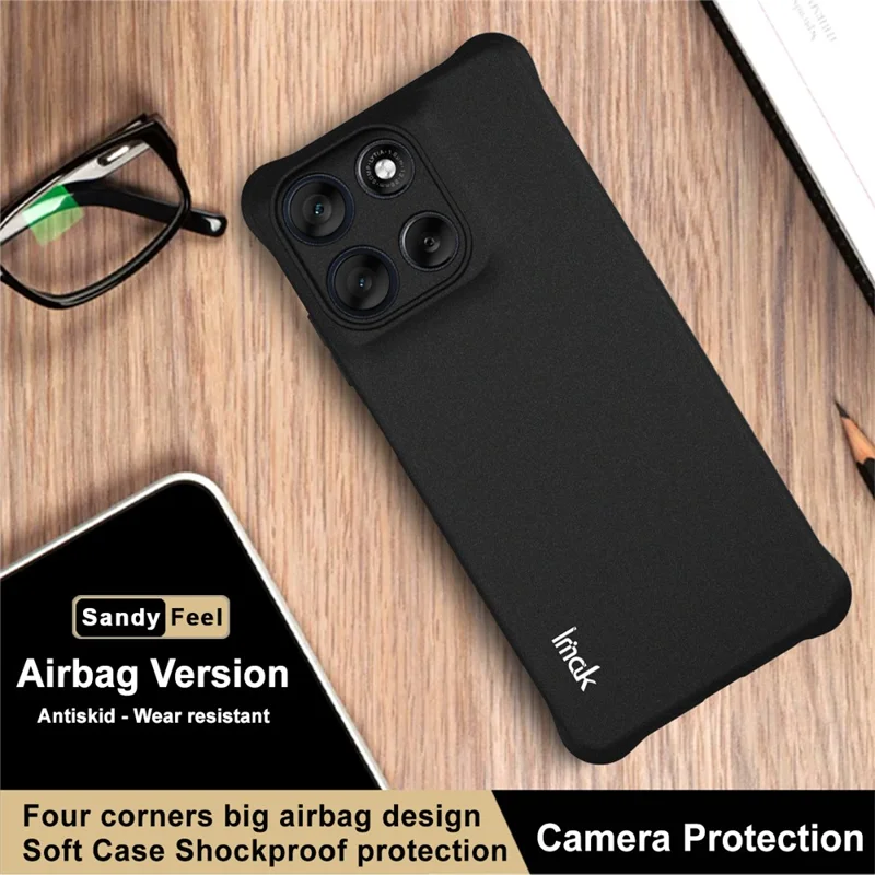 IMAK For Motorola Moto G56 5G Case TPU Phone Cover Airbag Shockproof Protection - Matte Black-Cellmalls