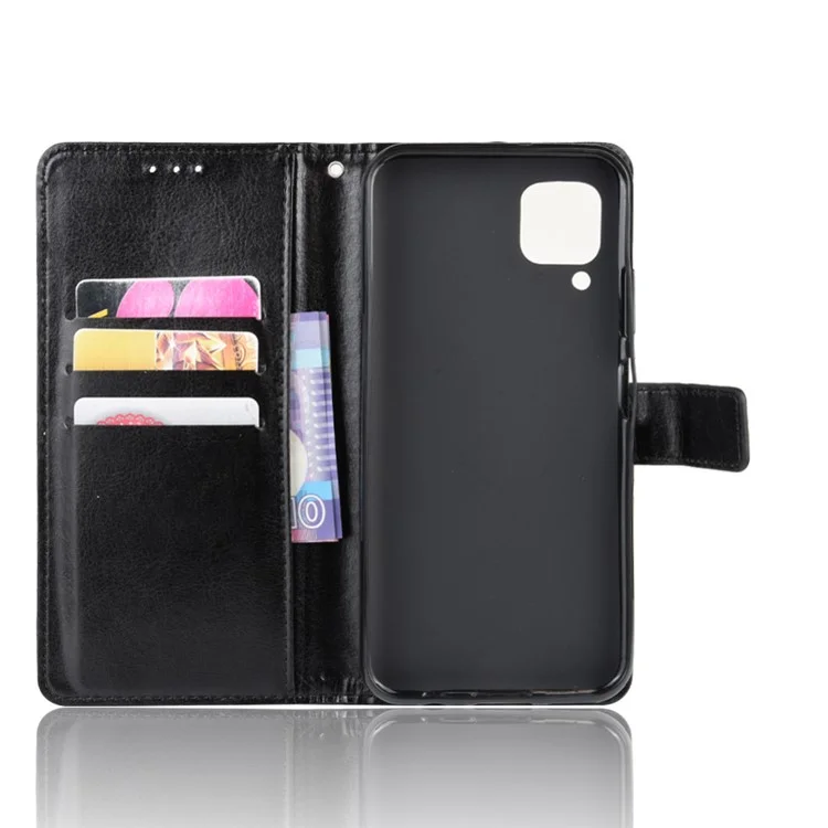 Crazy Horse Leather Wallet Case for Huawei P40 lite/nova 7i/nova 6 SE - Black-Cellmalls