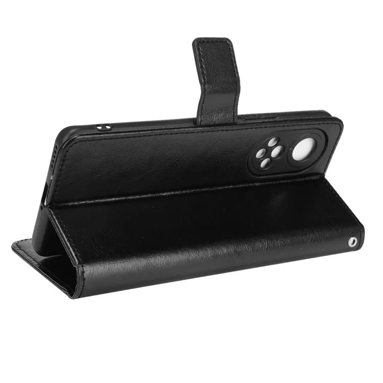 Crazy Horse Texture PU Leather Anti-drop Wallet Stand Design Phone Case Shell for Huawei nova 9 - Black-Cellmalls