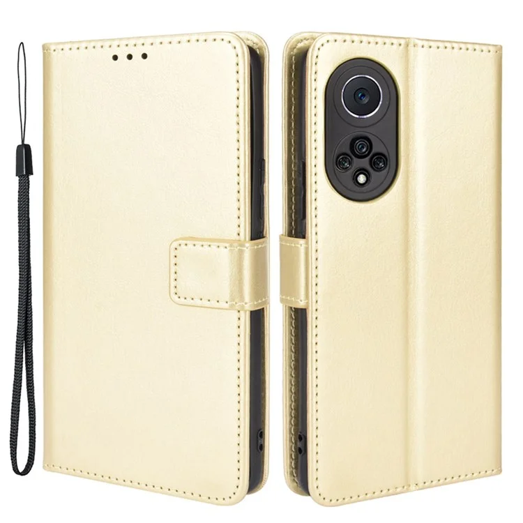 Crazy Horse Texture PU Leather Anti-drop Wallet Stand Design Phone Case Shell for Huawei nova 9 - Black-Cellmalls