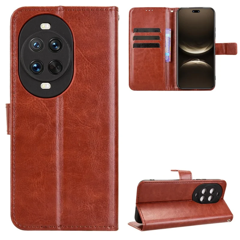 For Huawei nova 14 Pro 5G PU Leather Case with Strap Crazy Horse Texture Phone Wallet Cover - Black-Cellmalls