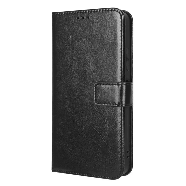 For Huawei nova Y61 4G / Enjoy 50z 4G Drop-proof PU Leather Phone Case Crazy Horse Texture Wallet Stand Magnetic Phone Cover with Strap - Black-Cellmalls
