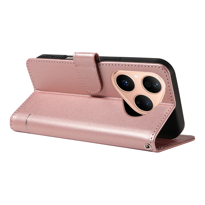 For Huawei Pura 80 Case Cat Pattern Imprint Leather Phone Cover with Wrist Strap - Rose Gold-Cellmalls